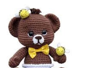 Cute teddy bear bee friendly hand knitted crochet recipe pdf