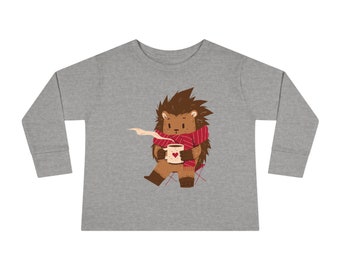 Hedgehog Camping Toddler Shirt Long Sleeve Unisex, Nature Shirt, Camping Shirt, Outdoors Tee, Wilderness Tee Adventure Tee, Boy Girl Shirt