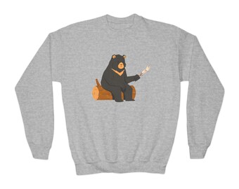 Bär Camping Kinder Sweatshirt Unisex, Winterkleidung, Outdoor-Shirt, Naturkleidung, Kinderpullover, Jungenshirt, Mädchenshirt, Weihnachtspullover