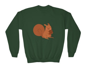 Squirrel kids sweatshirt unisex, winter clothes, outdoors shirt, nature clothes, kids sweater, boy shirt, girl shirt, Fall sweater