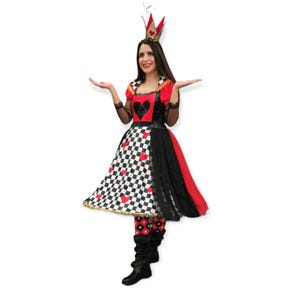 Disfraz de Reina de Corazones, Disfraz de Alicia en el País de las Maravillas, Disfraz de Reina Roja, Vestido de Reina de Corazones, Disfraz de Halloween, Disfraz de San Valentín