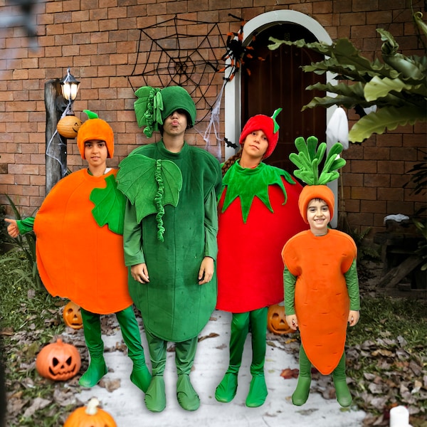 Costumes d'enfants de légumes d'Halloween, costumes d'enfants de carnaval