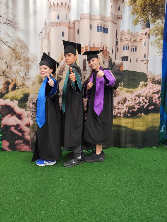 Set Toga Laurea Per Bambini 2024 - Toga E Cappello Con Nappa, Unisex, Per Cerimonie E Foto, Taglie Bambini - Foto 7