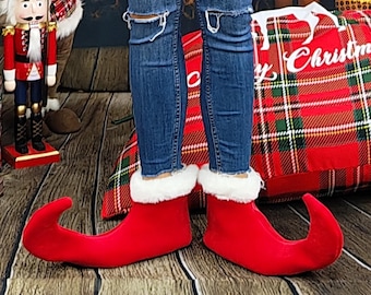 Gepersonaliseerde elfenschoenen, aangepaste elfenschoenen, kerstelfschoenen, elfenschoenen, kerstman elfenschoenen, rode elfenschoenen, elflaarzen, Grinch-schoenen