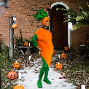 Halloween wortelkostuum volwassen maat, unisex, carnaval wortelkostuum