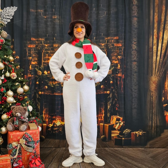 Mr Snowman Costume Adult White Brown Mr Snowman Costume Adult White Brown