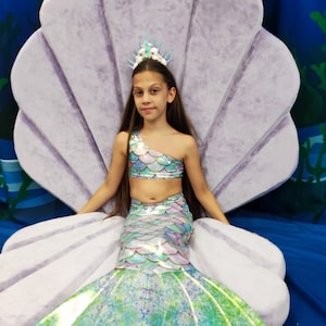 Conjunto de 4 piezas, traje de baño de sirena, disfraz de sirena, disfraz de sirena para niñas, disfraz de sirena de Halloween, regalo