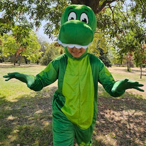 Fantasia de dinossauro para crianças, Fantasia de dinossauro para crianças; Macacão de dinossauro para crianças, Fantasia de dinossauro verde para crianças, Fantasia de Halloween de dinossauro para crianças