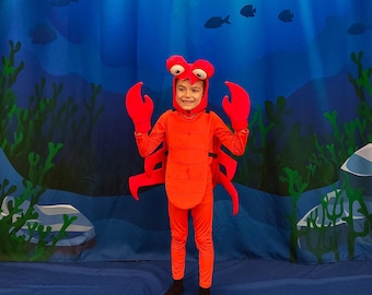 Crab Costume, Crab Eyes Headband and Crab Claws, Red crab costume, Halloween Costume, See costume, Kids Crab costume, Lobster Costume