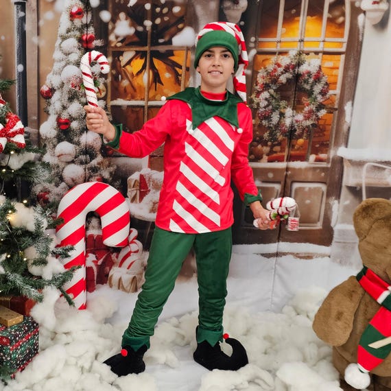 Elf Costume for Boy, Christmas Elf Outfit for Children, Children