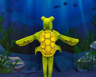 See Turtle Kids Costume, Green Turtle Costume, Halloween Turtle costume, Gift for kid, Turtle costume