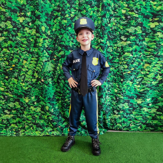 Police Boy Costume Kids Yellow with Black Police Boy Costume Kids Yellow with Black