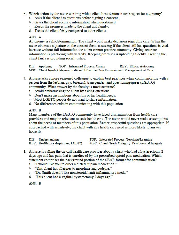 Practice Question and Answers for Medical Surgical Nursing 11th Edition ...
