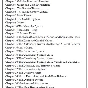 Könnte beinhalten: Eine weiße Seite mit der Überschrift "Inhaltsverzeichnis" und einer Liste von Kapiteln über Anatomie und Physiologie. Die Kapitel behandeln Themen wie das Skelettsystem, das Muskelsystem und das Verdauungssystem.