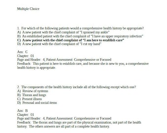 Practice Question and Answers for Bates Guide to Physical Examination and History