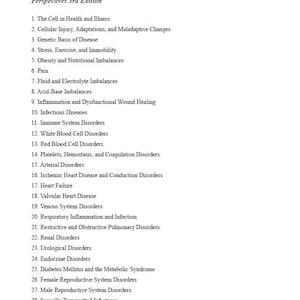 May include: A list of medical topics from "Davis Advantage for Pathophysiology: Introductory Concepts and Clinical Perspectives 3rd Edition." Topics include cellular injury, genetic basis of disease, and infectious diseases.