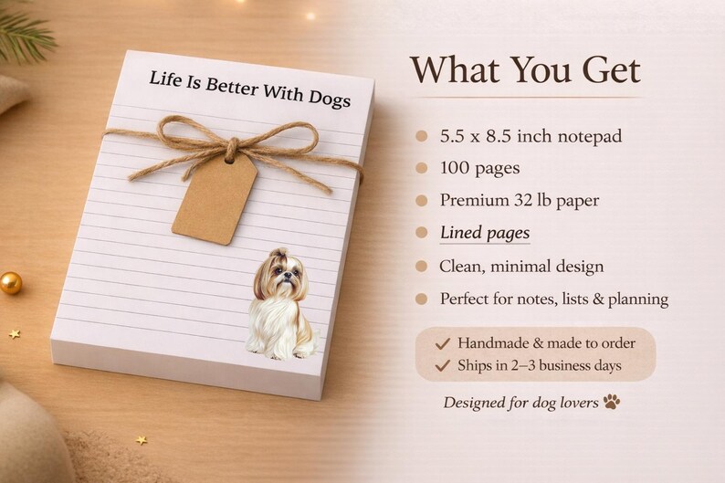 Shih Tzu Notepad | Cute Dog Stationery | Gift for Dog Mom | Dog Lover ...
