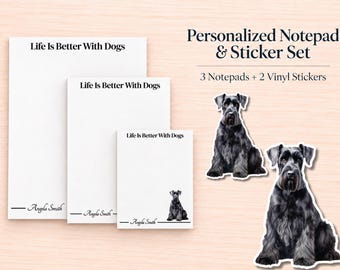 Schnauzer Stationery Gift Box | Personalized Notepads and Vinyl Dog Stickers