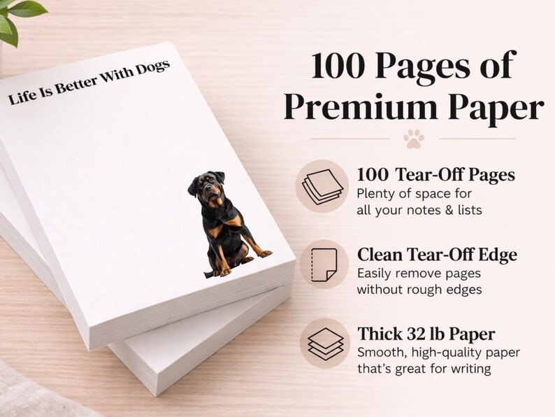 Rottweiler Notepad | Cute Dog Stationery | Gift for Dog Mom | Dog Lover ...