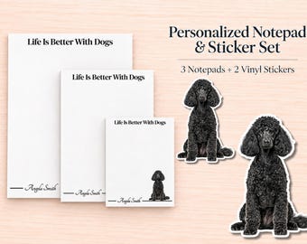 Poodle Stationery Gift Box | Personalized Notepads and Vinyl Dog Stickers