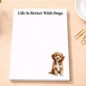Cavapoo Notepad | Cute Dog Stationery | Gift for Dog Mom | Dog Lover Gift | Handmade Notepad | Lined or Unlined Pages