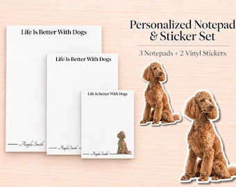 Poodle Stationery Gift Box | Personalized Notepads and Vinyl Dog Stickers
