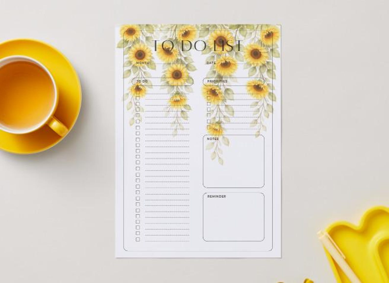Sunflower to Do List Printable – Daily Planner With Sunflowers ...