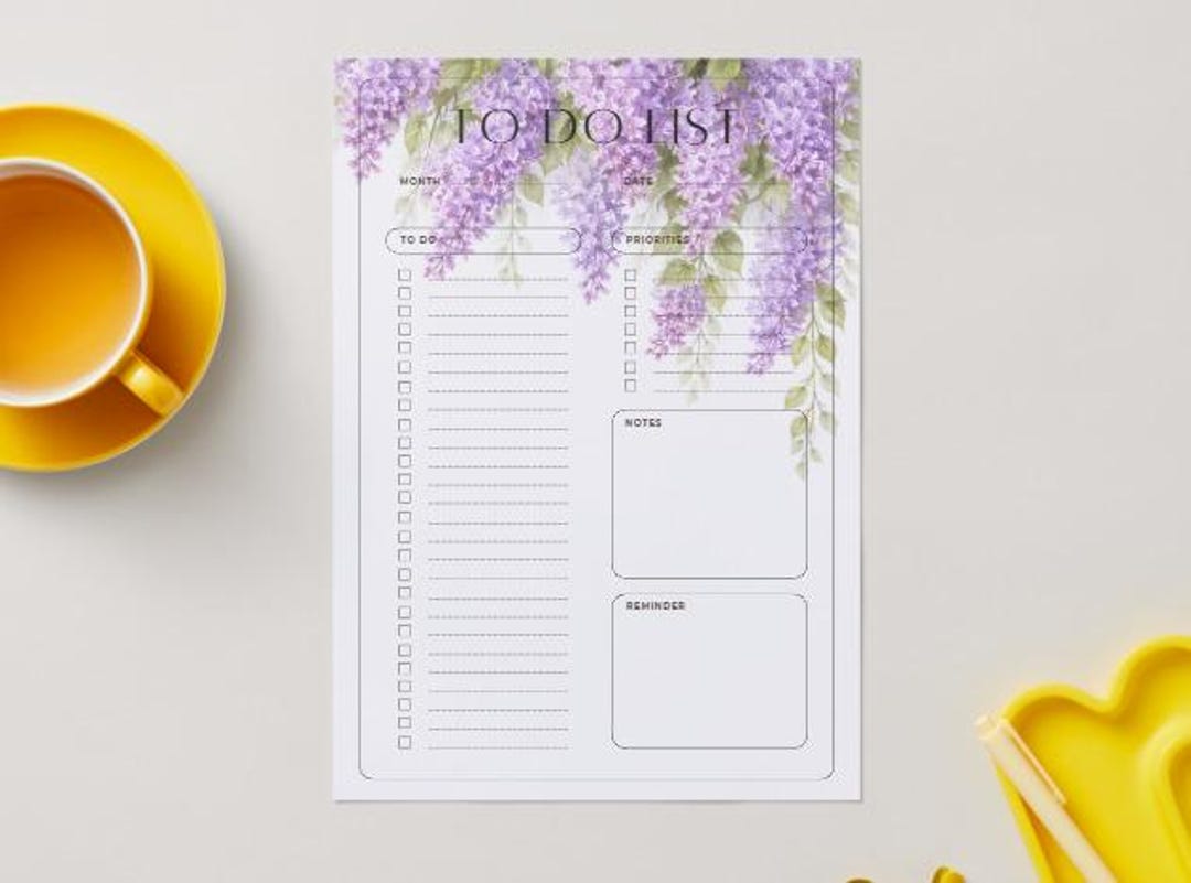Lilac to Do List Printable – Lilac Day Planner – Purple Flowers to Do ...