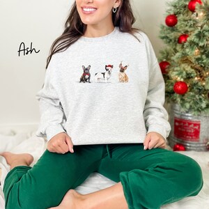 Christmas French Bulldog Sweatshirt, Frenchie Dog Crewneck Sweatshirt, French Bulldog lover, Frenchie Mama Gift, Holiday Dog Mom Sweatshirt