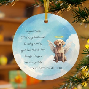 Personalized Labrador Retriever Memorial Glass Christmas Ornament, Loving Tribute Keepsake for Lab Retriever Lovers, Rainbow Bridge Gift