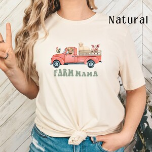 Farm Mama T-shirt met vintage boerderijdieren vrachtwagen, schattig Farmer Mama T-shirt, shirt voor boerenmeisje, grafische T-shirt boerderijdieren, land moeder cadeau