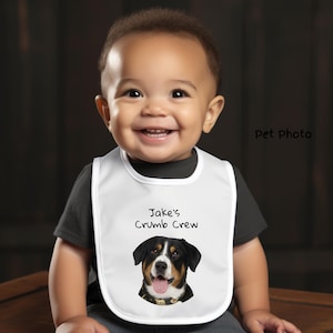 Dog Photo Baby Bib, Personalized Pet Baby Bib, First Birthday Gift, New baby gift for Dog Lover, Baby Shower Gift, Pet Lover Friend Gift