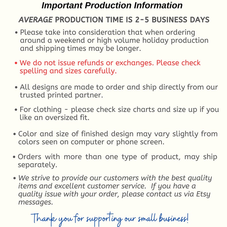 production time is 2-5 business days in non holiday season plus shipping