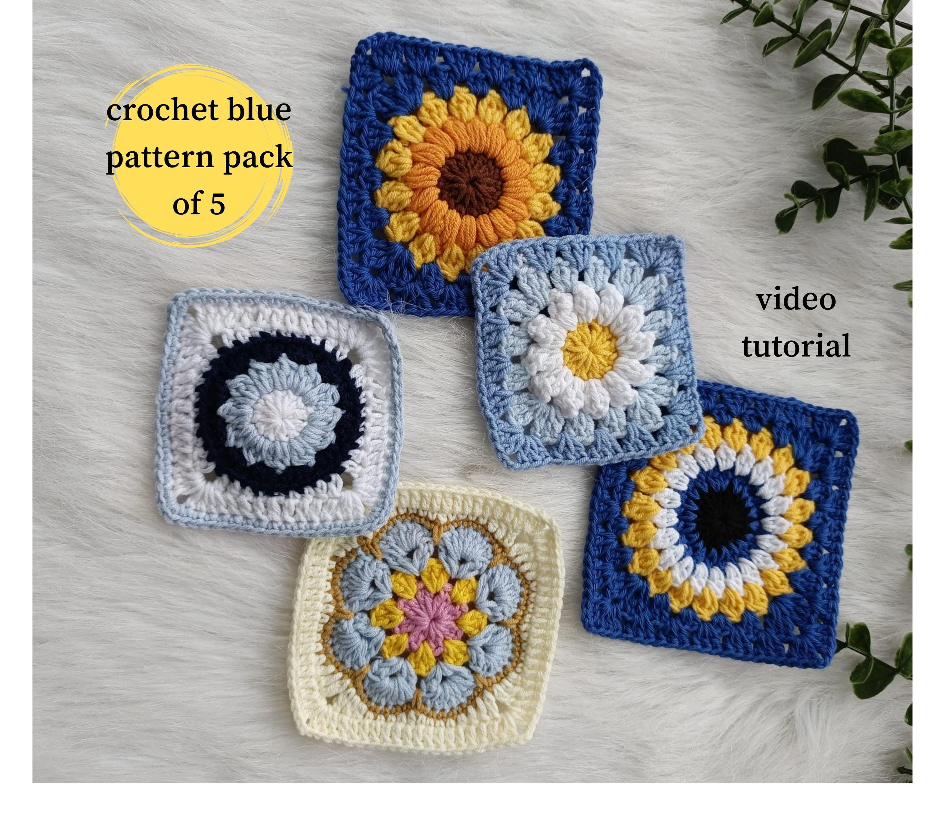 Crochet Granny Square Pattern Bundle: Daisy, Sunflower, Evil 