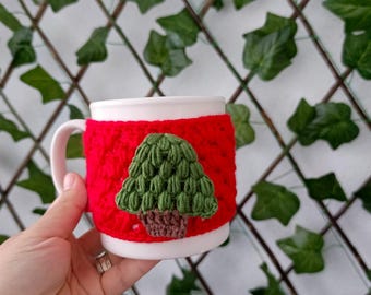 Crochet Christmas Tree Cup Cozy Pattern: Granny Square Mug Sleeve (Digital Download)