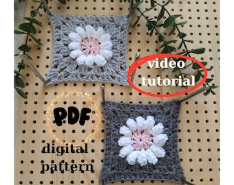 3D Crochet Daisy Granny Square Pattern: Beginner Friendly (PDF Pattern)
