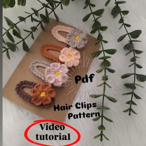Piccole mollette per capelli a forma di margherita, molletta per capelli a forma di fiore facile, fibbia per principianti all'uncinetto PDF, tutorial video, mollette per capelli fatte a mano