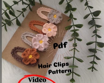 Crochet Daisy Hair Clip Pattern: Easy Flower Hair Pin (PDF, Video Tutorial)