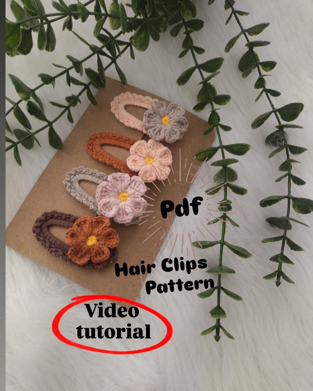 36 Crochet Hair Clips with Sunflowers, Bows, Flowers, and Fruit 29 Crochet Daisy Hair Clip Pattern: Easy Flower Hair Pin (