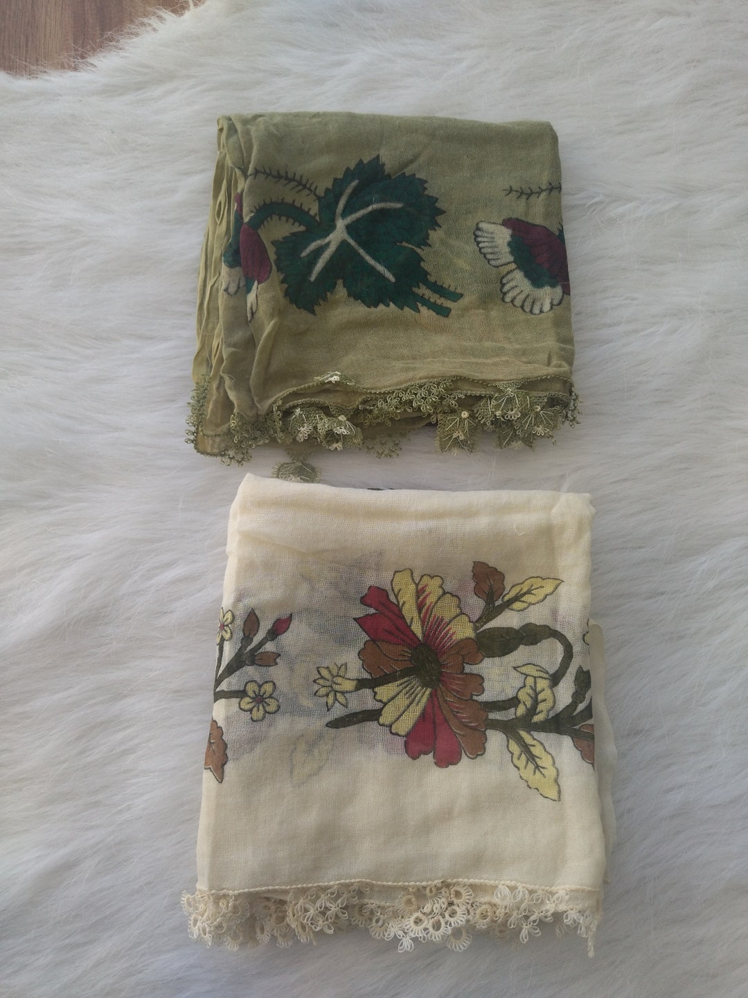 Vintage Needle Lace Embroidered Turkish Scarf Thin Lace Etsy