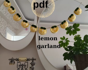 Crochet Lemon Slice Garland PATTERN: Yellow Nursery Decor (PDF)