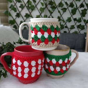 Crochet Christmas Granny Square Mug Cozy Pattern: Beginner Friendly (Digital Download)