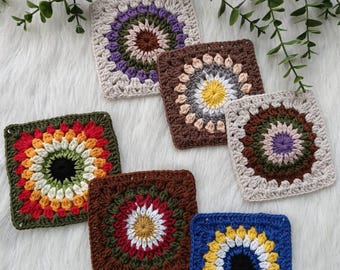 Crochet Granny Square Coaster Pattern: Easy Mandala, Christmas Doily (Digital Download)