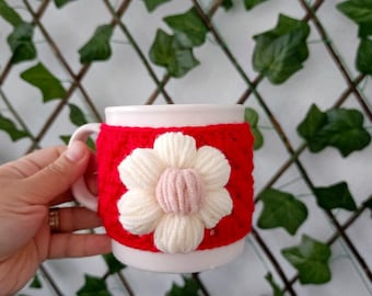 Crochet Daisy Mug Cozy Pattern: Granny Square Coffee Cup Warmer (Digital Download)