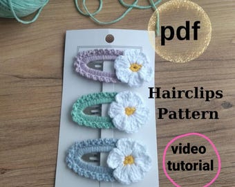 Crochet Flower Hair Clip Pattern: Daisy Buckle, Video Tutorial (PDF)