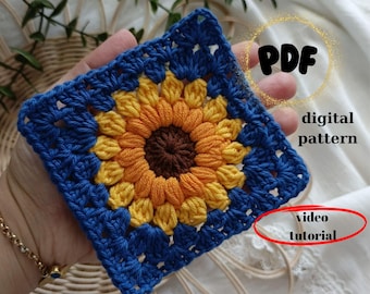 Sunflower Crochet Granny Square Pattern: Daisy Afghan Motif (PDF Pattern)