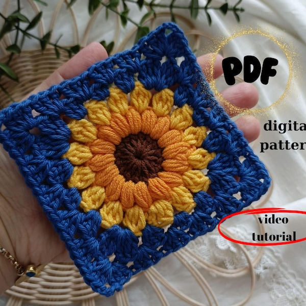 Sunflower Crochet Granny Square Pattern: Daisy Afghan Motif (PDF Pattern)