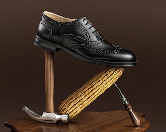 Women Vegan Brogue Shoes - Flat Formal Shoes - Brown & Black Brogue Shoes - Made in Italy - Office, Casual Wear Shoes - Boss Lady Shoes