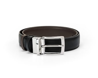 Mens Reversible Vegan Leather Belt in Brown and Black, 35mm Belt with  nickel-free Buckle, Cruelty Free, Birthday, Gift for him