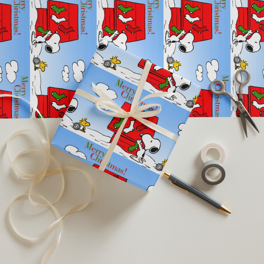 Cute Christmas Snoopy Wrapping Paper Sheets Etsy